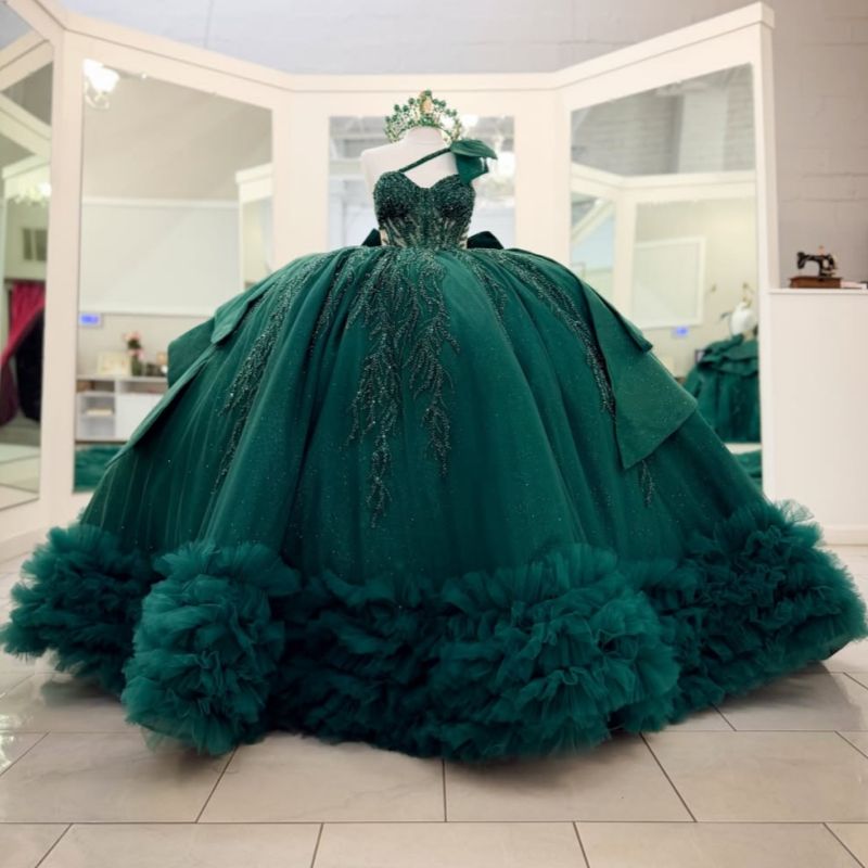 Tassel Fringe Trim - EVLAST Customized Mexican Green Quinceanera Dress