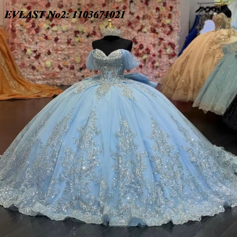 Tassel Fringe Trim - EVLAST Customized Princess Sky Blue Qinceanera