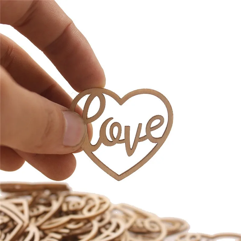 50pcs Heart Wooden Ornament He - Craft Embellishments recension och pris