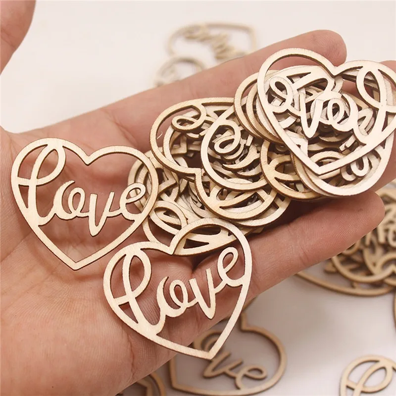 50pcs Heart Wooden Ornament He - Craft Embellishments recension och pris