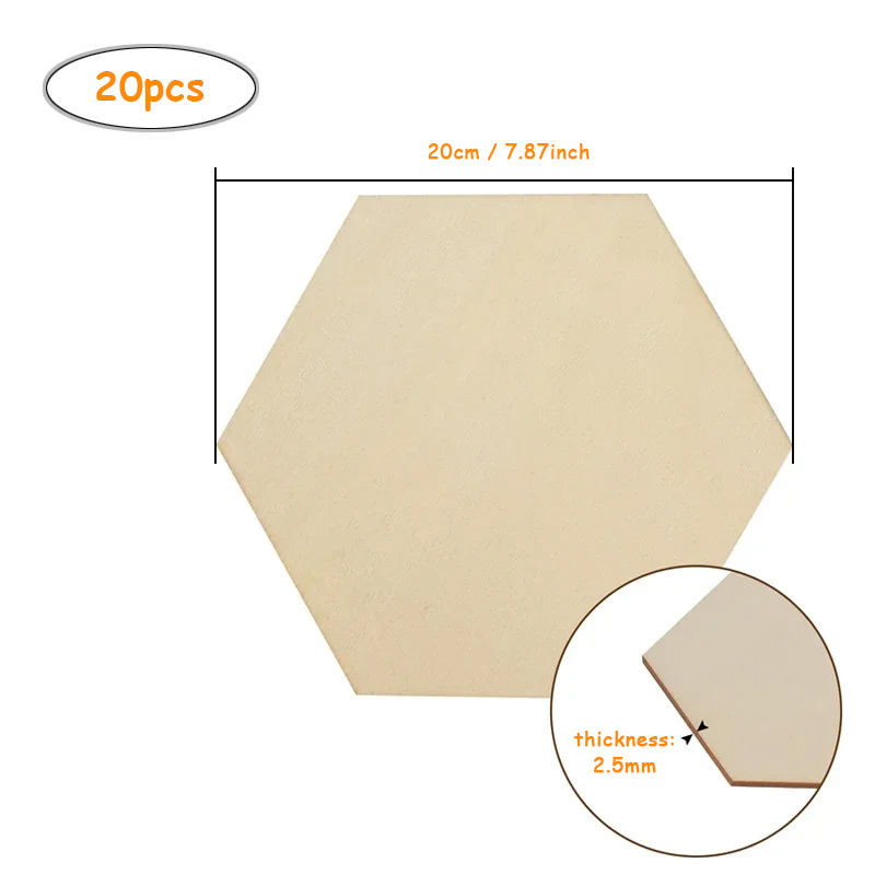 20pcs 20cm Hexagon Unfinished  - Craft Embellishment recension och pris