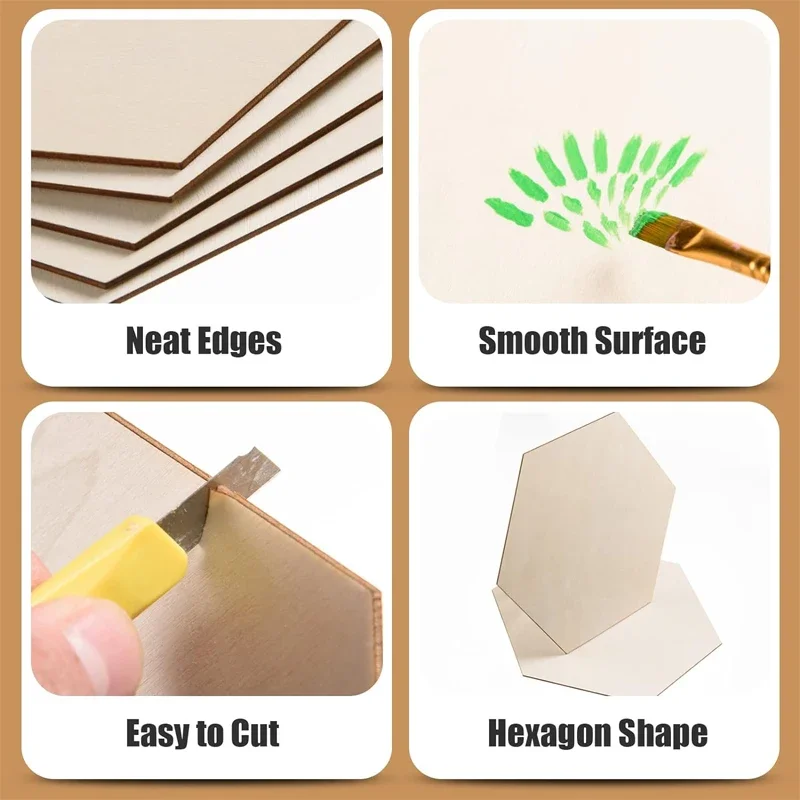 20pcs 20cm Hexagon Unfinished  - Craft Embellishment recension och pris