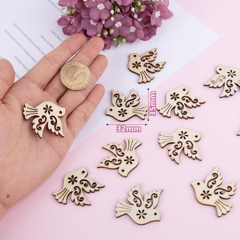 50pcs Unfinished Wooden Peace  - Craft Embellishment recension och pris