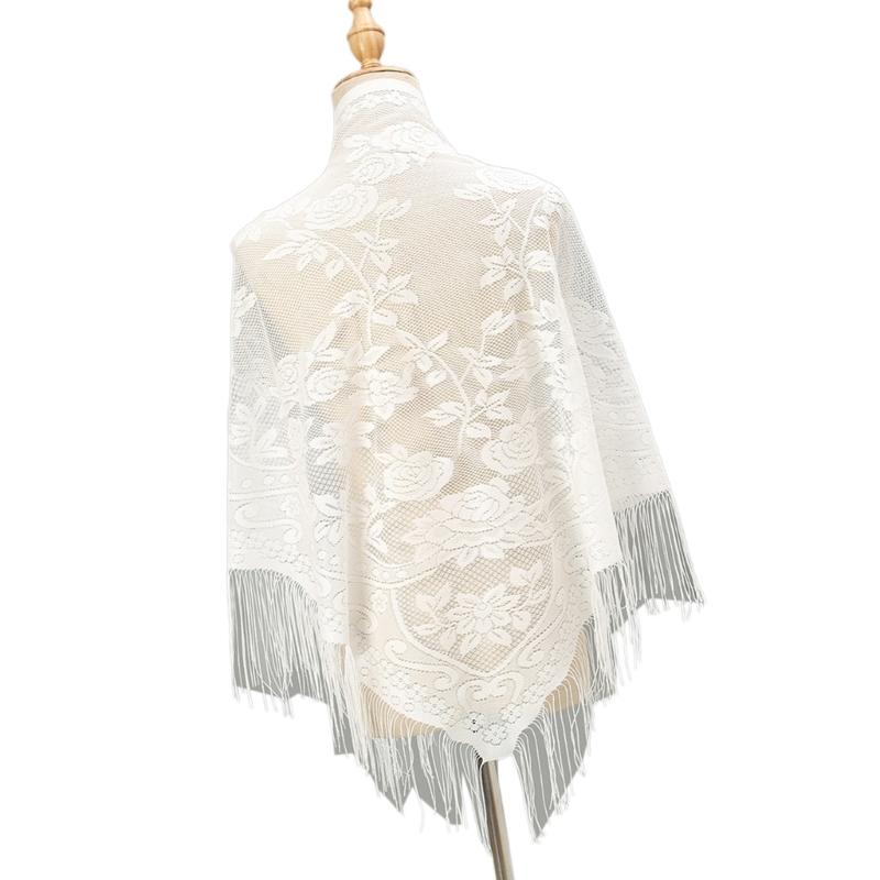 652F All Matching Lace Shawl W - Tassel Fringe Trim recension och pris