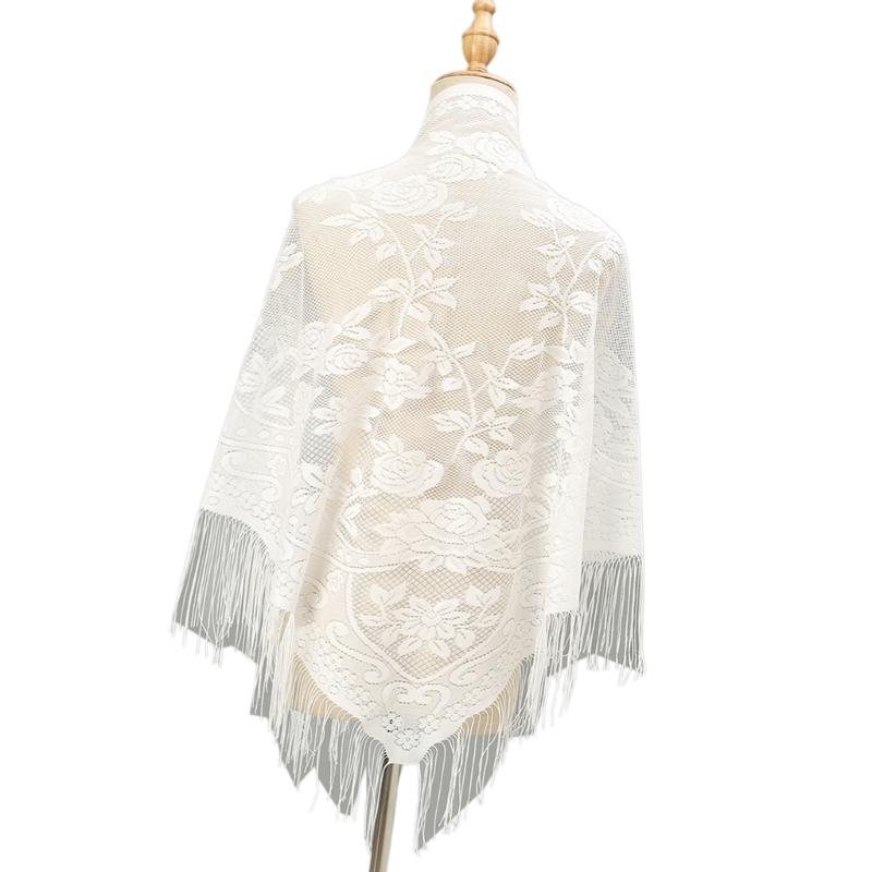 652F All Matching Lace Shawl W - Tassel Fringe Trim recension och pris
