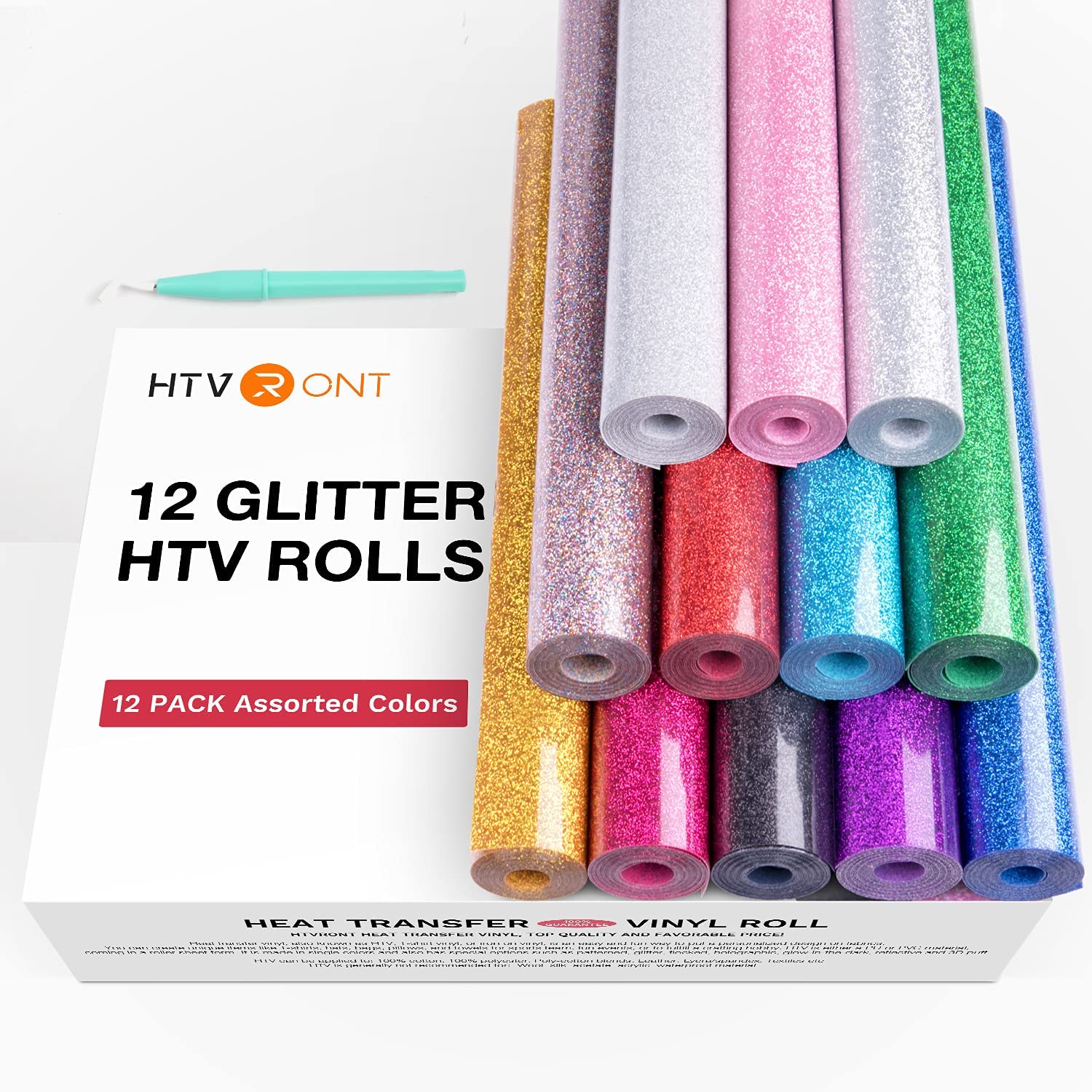 HTVRONT 12 Pack Glitter HTV He - Glitter Vinyl Roll recension och pris